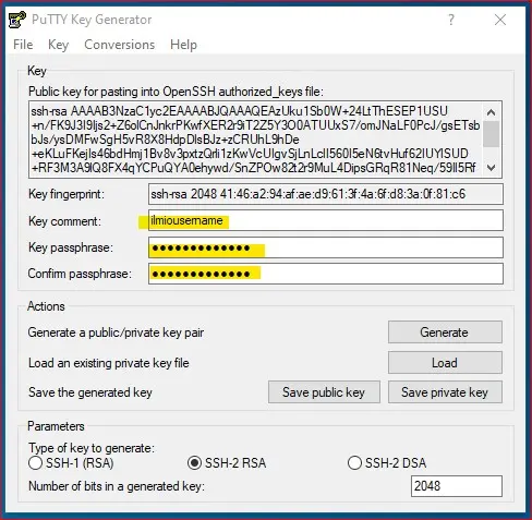 ssh keygen putty su windows