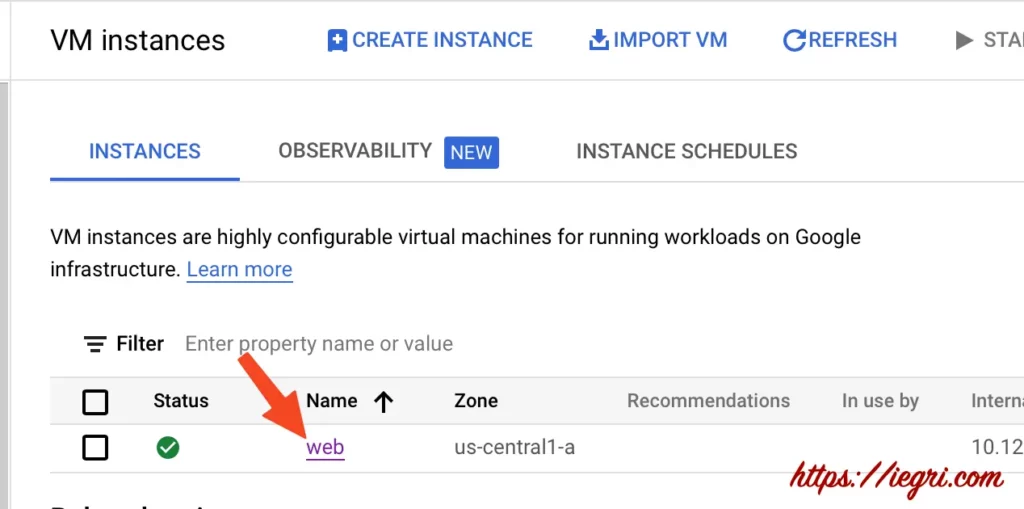 selezioniamo la VM da configurare