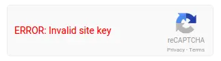 recaptcha invalid site key