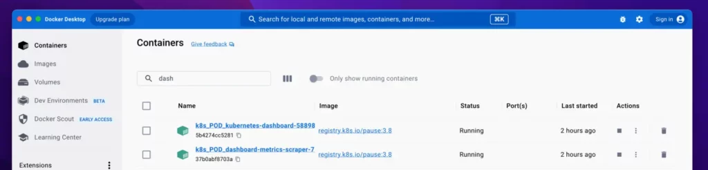 kubernetes dashboard pods